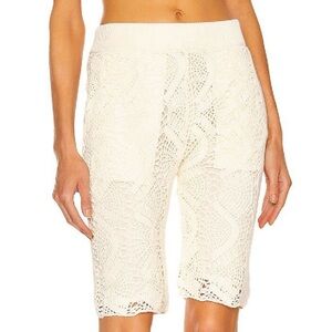 NEW HELMUT LANG REVOLVE CREAM CROCHET BIKER SHORTS
